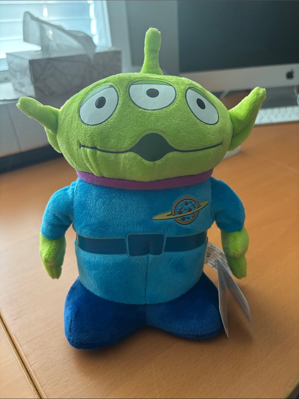 Disney Green Three-Eyed Alien Plush with Blue Suit and Purple Collar